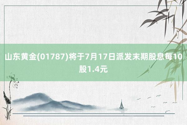 山东黄金(01787)将于7月17日派发末期股息每10股1.4元