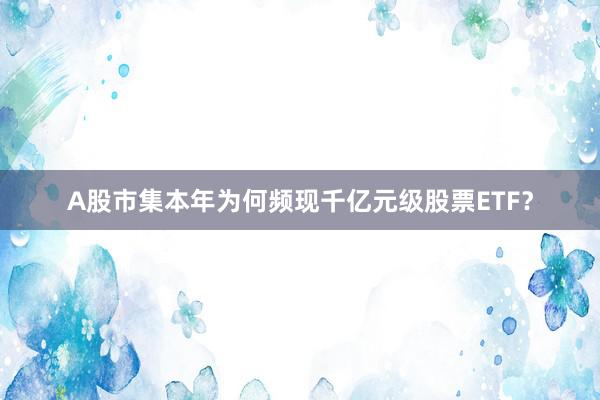 A股市集本年为何频现千亿元级股票ETF？