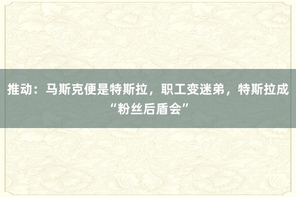 推动：马斯克便是特斯拉，职工变迷弟，特斯拉成“粉丝后盾会”