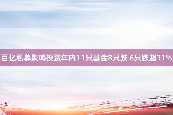 百亿私募聚鸣投资年内11只基金8只跌 6只跌超11%