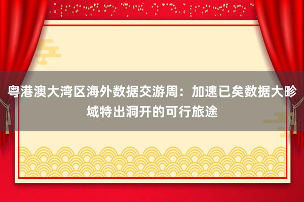 粤港澳大湾区海外数据交游周：加速已矣数据大畛域特出洞开的可行旅途