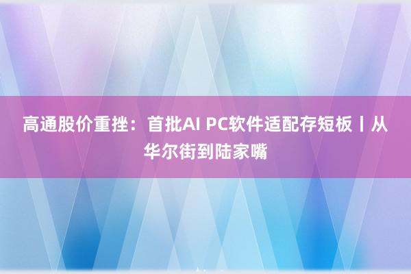 高通股价重挫：首批AI PC软件适配存短板丨从华尔街到陆家嘴