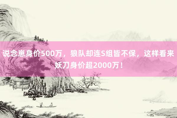 说念崽身价500万，狼队却连S组皆不保，这样看来妖刀身价超2000万！