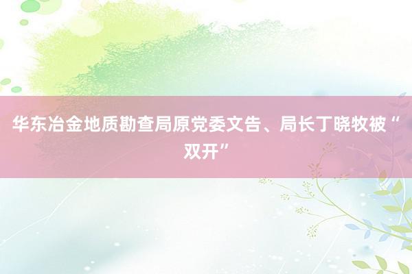 华东冶金地质勘查局原党委文告、局长丁晓牧被“双开”