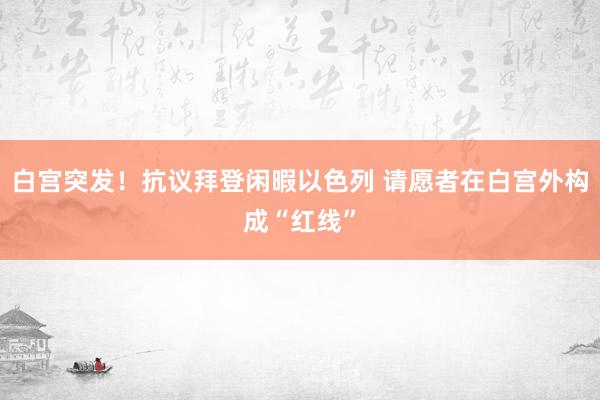 白宫突发！抗议拜登闲暇以色列 请愿者在白宫外构成“红线”