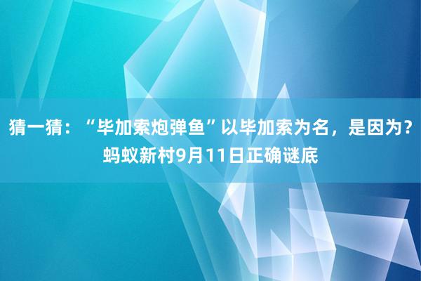 猜一猜：“毕加索炮弹鱼”以毕加索为名，是因为？蚂蚁新村9月11日正确谜底