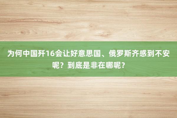 为何中国歼16会让好意思国、俄罗斯齐感到不安呢？到底是非在哪呢？