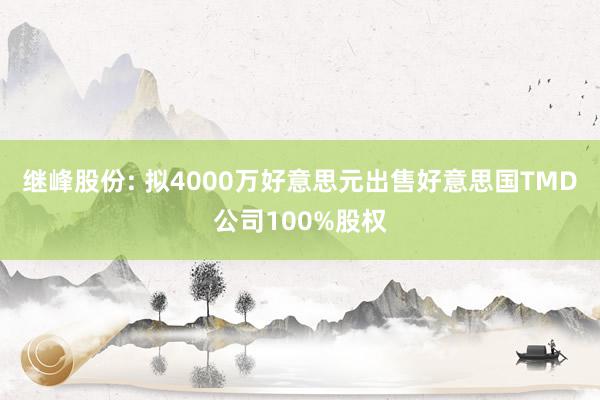 继峰股份: 拟4000万好意思元出售好意思国TMD公司100%股权