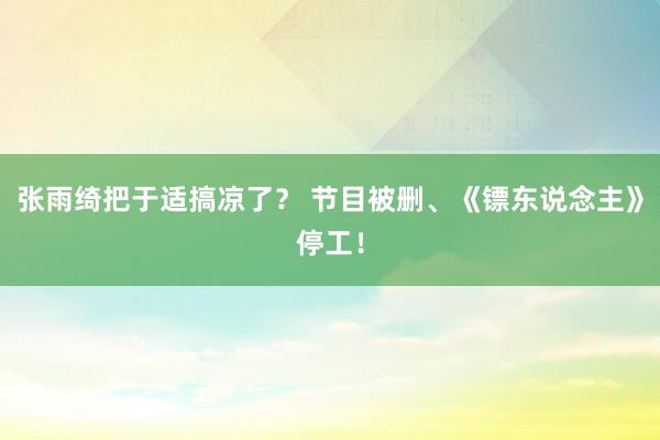 张雨绮把于适搞凉了？ 节目被删、《镖东说念主》停工！