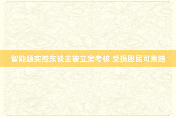 智能源实控东谈主被立案考核 受损股民可索赔